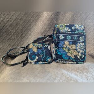 Vera Bradley Blue and Green Floral Crossbody Bag Set